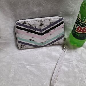 Source Unknown Multicolor Chevron Wristlet